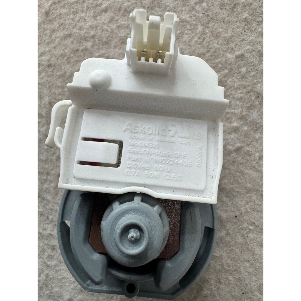 Askoll Mod M316 Drain Pump Motor W10724439 120V 60Hz 50W White Grey